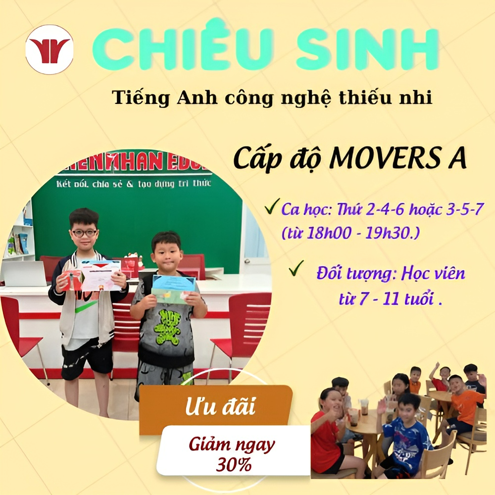 CHIÊU SINH TACN THIẾU NHI - CẤP ĐỘ MOVERS UP+ A